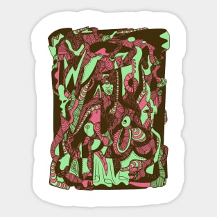 Pink and Mint Color Abstract Wave of Thoughts No 4 Sticker